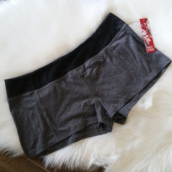 Hot Kiss Pants - NWT Hot Kiss Black and Gray Mesh Athletic Shorts